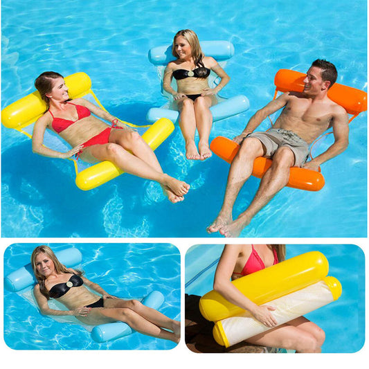Bestmaple Water Hammock Recliner Inflatable Floating Swimming Mattress Sea Swimming Ring Pool Party Toy Lounge Bed for Swimming With Pump (Sky Blue)