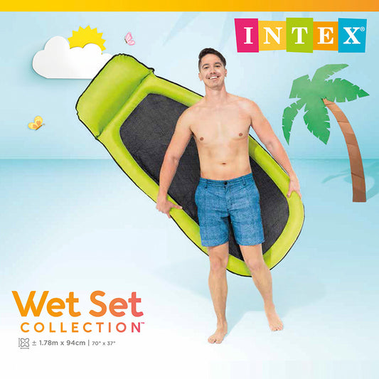 INTEX 58836 Foldable Mesh Recliner Adult Swimming Pool Drifting Inflatable Floating Chair Water Floating Row