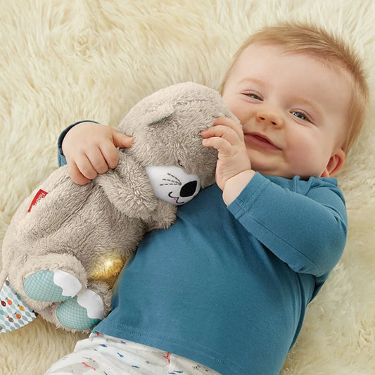 New Baby Breath Baby Bear Soothes Otter Plush Toy Doll Toy Child Soothing Music Sleep Companion Sound And Light Doll Toy Gifts